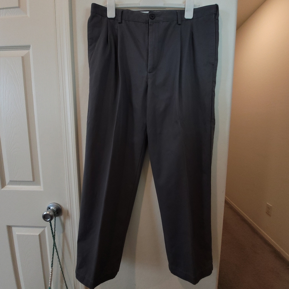 Lands' End Gray Dress Pants Classic Straight-Leg